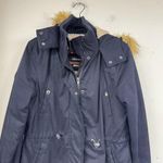 Superdry  Blue Fur Lined Hooded Parka Coat Jacket Microfiber Womens M Warm Winter Photo 1