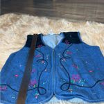 Napa Valley Vest Woman Size Large Denim with Embroidery Vintage Zip Up Y2K Blue Photo 8