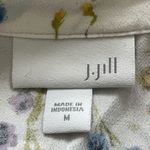 J.Jill Ivory Floral Button Front Peplum Rayon Top Long Sleeves Size Medium Photo 5