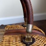 VTG Lesco Lona Wicker and Leather Handbag *Damaged* Tan Photo 3