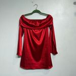 Hyperfire Red Satin Off The Shoulder Long Sleeve Tie Back Mini Dress Sz XS Photo 1