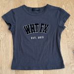 White Fox Boutique White Fox Baby Tee Give It Away Size XS Gray Black Photo 0