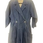 Women’s Vintage 80s Mizz Lizz Snap Button Dark Denim Long sleeve Jumpsuit 11/12 Blue Photo 3