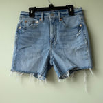 Gap  Denim Shorts 70s Flare‎ High Rise Raw Hem Distressed Light Wash 27 Photo 0