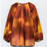 ZARA  Oversized Blouse Boho Resortwear Colorful Ombre Cotton Long Sleeve M NWT Photo 2