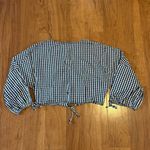 Greylin  ANTHROPOLOGIE Black White Gingham Balloon Sleeve Tie Blouse Checkered S Photo 6