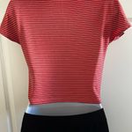 ZARA  coral and black striped cropped t-shirt Photo 1