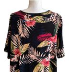 Avenue  Plus Black Liv Tropical Print Pleat Short Sleeve Tunic Top Size 20 NEW Photo 6