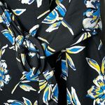 ZARA  Floral The Gia Dress Belted Button Front Sz M Blue & Black Photo 7
