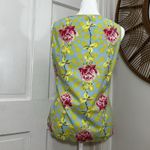 PINE CONE HILL Sleeveless 100% Cotton Pajama Top Womens Size M Button Up Roses Green Size M Photo 1