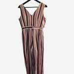 Miami ‎ Jumpsuit Cotton Tie Waist Multi Color Striped Medium Photo 3