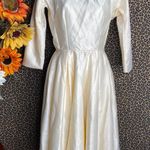 Unique Vintage 1950s Style Cream Satin Sleeved Lana Bridal Dress NWT | SMALL | Photo 4