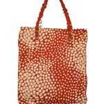 Diane Von Furstenberg  Tote Bag Leather Accents Orange Starburst Canvas Purse Photo 1