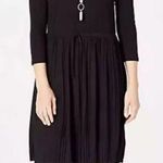 J.JILL Pleated Knit Midi Dress Black Drawstring Waist 3/4 Sleeve A Photo 0