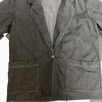 Alfred Dunner Vintage 90s  Stonewash Blazer Jacket V-Neck Grey Black Denim sz 12 Photo 3