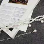 Double Layer Faux Pearl Chain Elegant Dress Girdle Trendy Pendant Chain Belt Dec White Photo 7