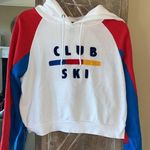 Forever 21 Club Ski White Pullover Cropped Hoodie Womens Large Sweatshirt Photo 0