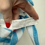 J.O.A. Blue & White Stripe Tie Front Crop Tank S Photo 2