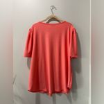 Plus Size Scoop/ V Neck Texture Solid Knit Top With Short Ruffle Sleeves Orange Photo 6