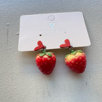 Strawberry Heart‎ Drop Earrings Cute Red Dangle Fruit Style Jewelry new Photo 3