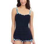 PROFILE BY GOTTEX BACHATA D CUP V NECK SWIMDRESS ONE PIECE SWIMSUIT Sz 10 Blue Photo 7