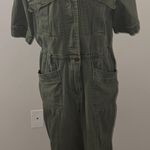 Democracy Olive Green Stretch Cotton Twill Jumpsuit Photo 1