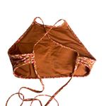 Aerie Size Medium Bikini Top High Neck Ditzy Floral Burnt Orange Pink Tie Swim Photo 3