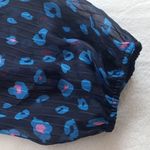 Sugar Lips  "Neon Carnival" Blue and Pink Leopard Print Chiffon Wrap Blouse Photo 14