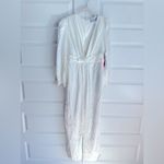 Mac Duggal Ieena for Mac Duggal Long Sleeve Ruched Plunging Neck Satin Jumpsuit Photo 3