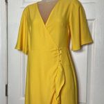 Top Shop Ruffle True Wrap A-Line Yellow Dress Size 2 Short Sleeve Photo 4