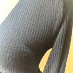 Abercrombie & Fitch Lettuce Edge Ribbed Wrap Tie Sweater Top Size XS Black Photo 3