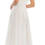Mac Duggal  Rosette One Shoulder Tea Length Dress White Size 12 Photo 1