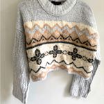 Forever 21 Cropped Gray and Cream Patterned Turtleneck Sweater woman’s sz M Photo 9