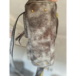Aimee Kestenberg  Distressed Metallic Leather Satchel Crossbody Gold Gray Photo 6