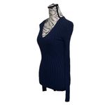 Sundance Navy Blue Ribbed V-Neck Sweater XS – Fitted Knit Top Y2K Minimalist Photo 2