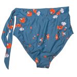 DOKOTOO Floral High Waist Swimsuit Bottom Womens Size Large Side Tie Blue Orange Photo 1