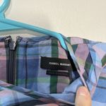 Isabel Marant  Esmee Twisted Plaid Puff Shoulder Blouse in Blue Pink Green‎ Photo 7