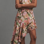 ASTR The Label Floral Print Halter Neck High Low Dress Pink Green Size L Size L Photo 0