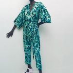ZARA NWT  Floral Print Jumpsuit‎ in Green Size Extra Small Photo 8
