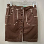  Milly Of New York Mini Skirt Brown Pencil Skirt Button Front Size 4 Photo 5