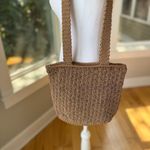 Vintage Tan Crochet Woven Shoulder Tote Bag Made in India Photo 5