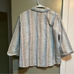 Alfred Dunner  Button Down Blouse Pink Blue Tan Stripes Clip Dot 16P Photo 5