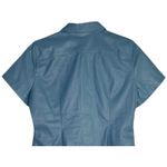 J.Crew  Slim Fit ShortSleeve Faux Leather Shirt Snap Button Down 4 Dusty Sea Blue Photo 4