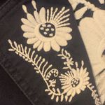 Denim&Co Jacket 1X Dark Blue Blazer with White Embroidered Floral Accents Photo 2