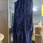 NEW Blue Satin Sleeveless Halter Neck Formal Cocktail Party Midi Dress S Photo 3