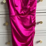 Dillard's Hot Pink Satin Homecoming Dress Photo 0