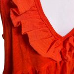Free People  Ruffle Trim Hem Tomato Red Babydoll V Neck Sleeveless Tank size S |P Photo 5