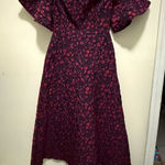 Jill Stuart Jill  Jacquard Floral Jacquard Off Shoulder Dress Red Violet Photo 0