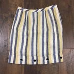 Anthropologie Edme & Eystlle "Cafe Awning" Linen Cream/Navy/Yellow Striped Skirt Photo 2