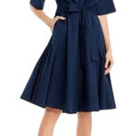 New Kobi Halperin Tiffany Belted Shirt Dress Navy Button‎ Front Size Small $498 Blue Photo 0